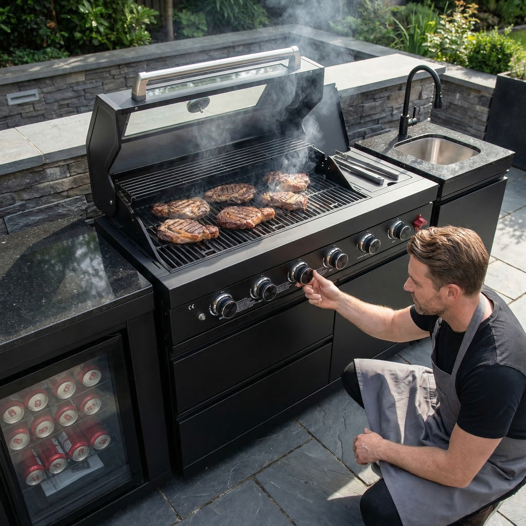 4-Burner 72000 BTU Deluxe Stainless Steel Propane Gas Outdoor Kitchen